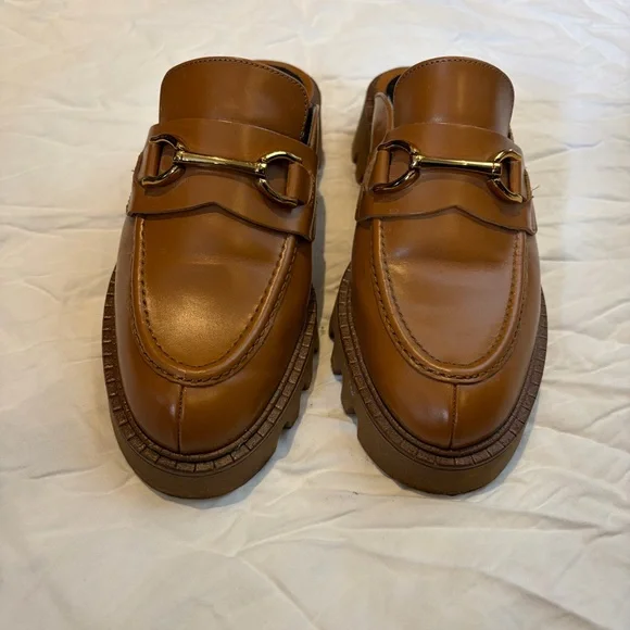 Zara Brown Leather Horsebit Mule Loafers - Picture 3 of 7